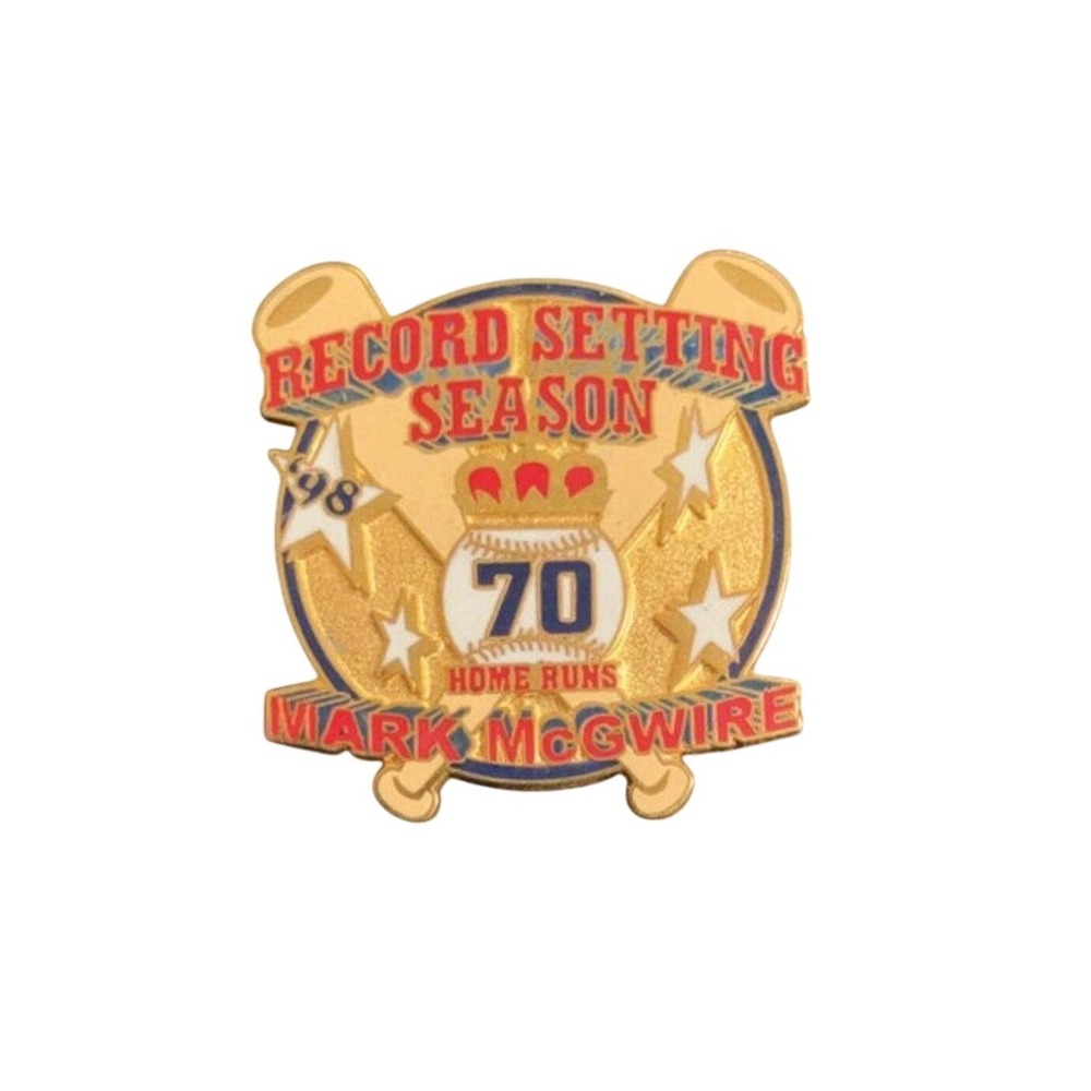Mark‎ McGwire 70 Home Runs Record Setting Season 1998 MLB Baseball Pin Gold Tone